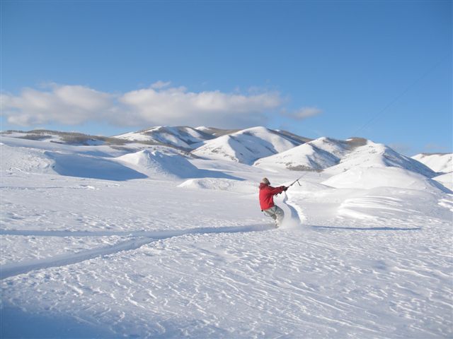 Chasta cutting fresh tracks at Strawberry.JPG